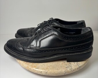 Bostonian Black Leather Oxford Mens Shoes Wingtip Design 