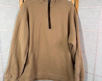 VTG Columbia Quarter Zip Pullover Mens XL Tan Fleece Lined Sweatshirt Gorpcore