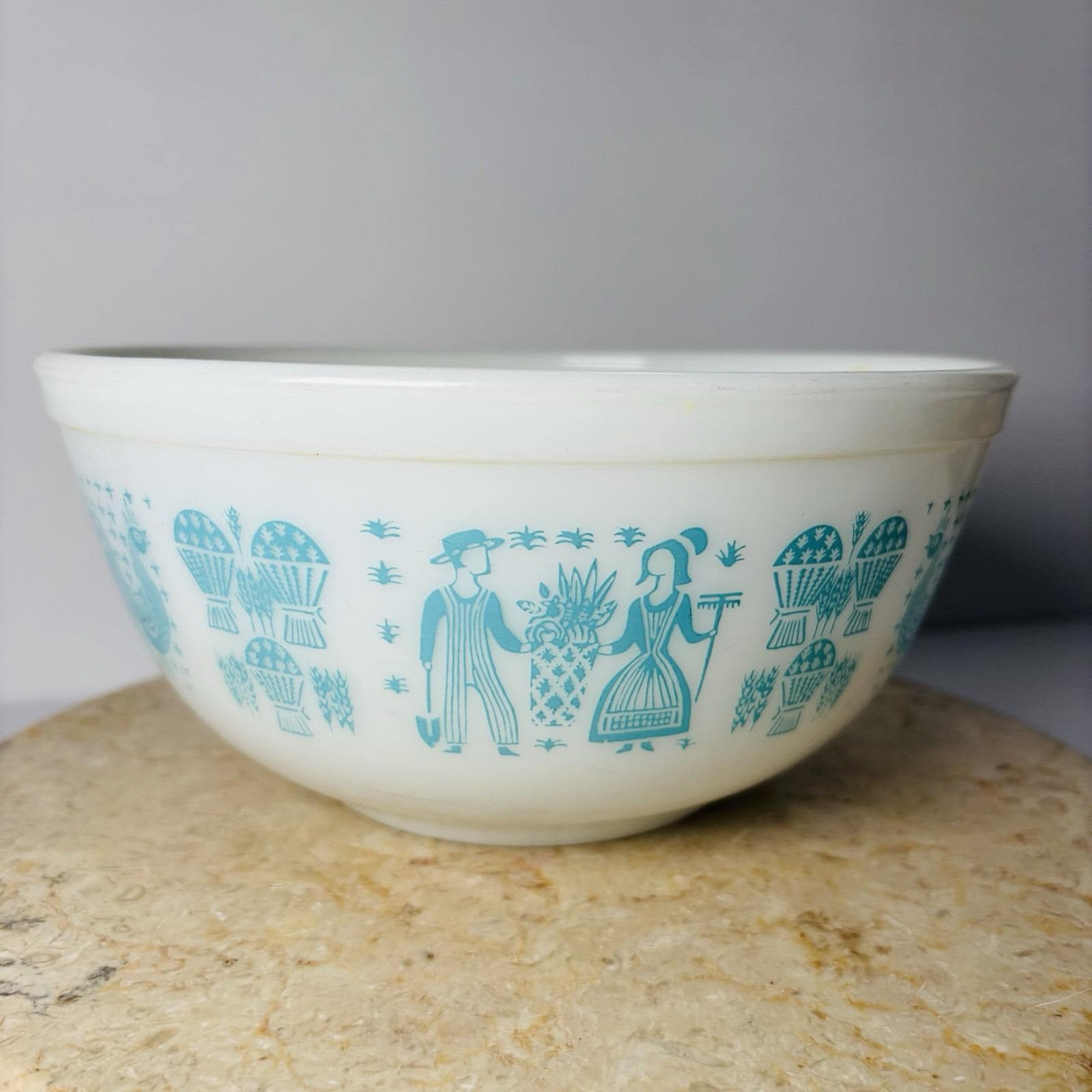 Vintage Pyrex Amish Butterprint Butter Print Turquoise Mixing Bowl 403 2.5qt