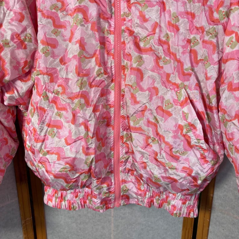 Fila Reversible Windbreaker Jacket Large Pink Abstract Print Vintage 90s Zip Y2K image 5
