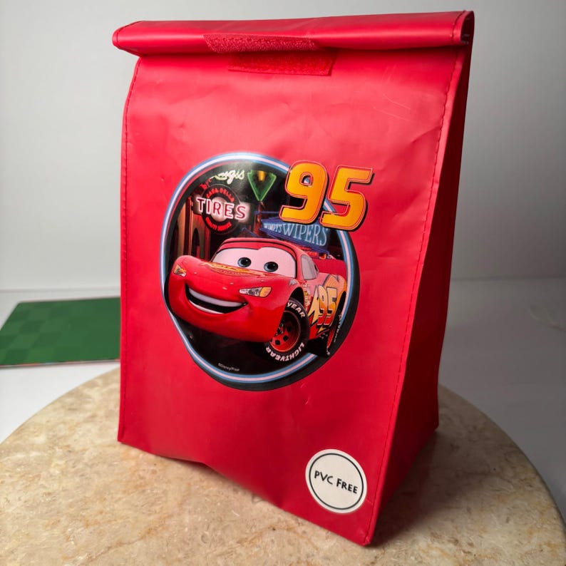 Disney Pixar Cars Reusable Lunch Bag & Hallmark Money Card Lightning McQueen VTG image 9