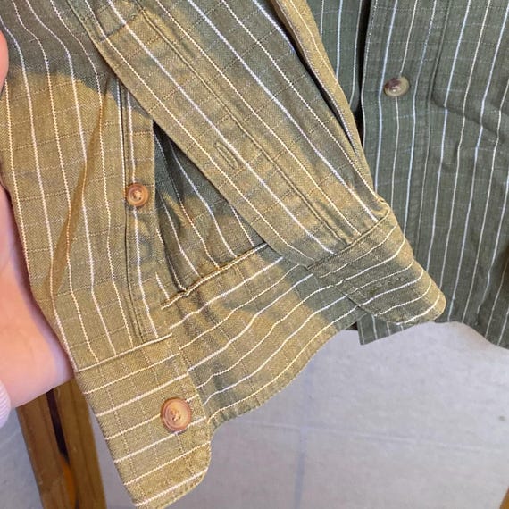 VTG Basic Options Mens Medium Green Pinstripe Her… - image 3