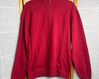 Red Macaw Mens Relaxed Fit Quarter Zip Pullover Sweatshirt Red Size Medium