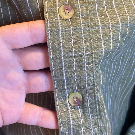 VTG Basic Options Mens Medium Green Pinstripe Her… - image 8