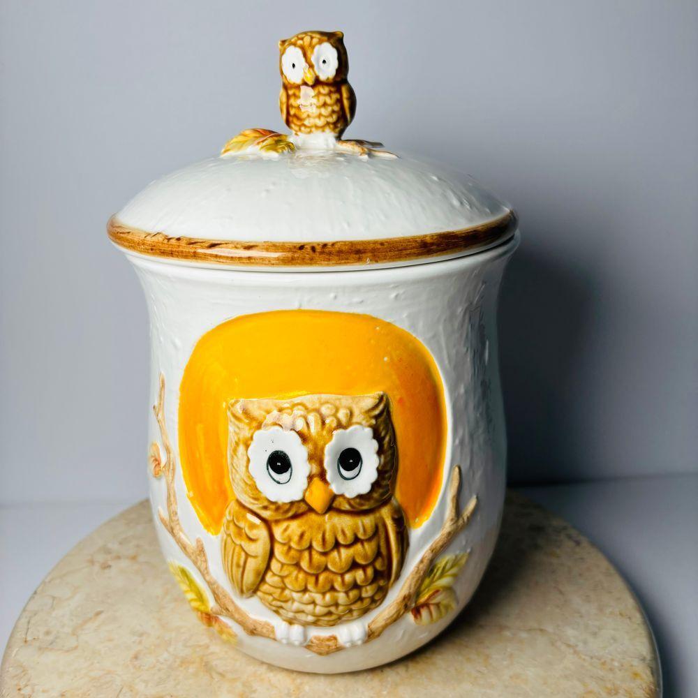 Vintage Sears Roebuck & Co Ceramic Owl Canister 1983 Japan 10
