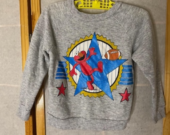 VTG Kids 2/3T Elmo Sesame Street Sweatshirt Gray Long Sleeve Football Star
