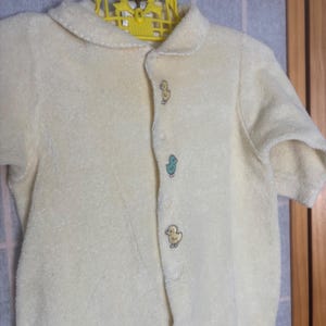Vintage Carters Baby Terry Cloth Footed Sleeper Cream Pastel Yellow Duck 3-6mo image 2