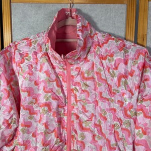 Fila Reversible Windbreaker Jacket Large Pink Abstract Print Vintage 90s Zip Y2K image 4