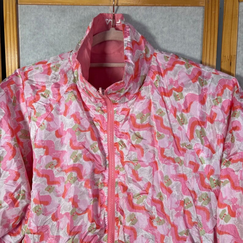 Fila Reversible Windbreaker Jacket Large Pink Abstract Print Vintage 90s Zip Y2K image 4