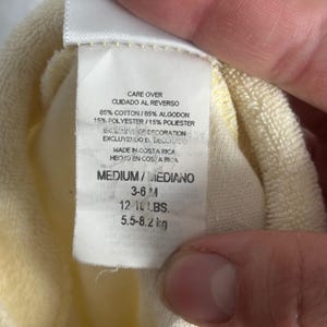 Vintage Carters Baby Terry Cloth Footed Sleeper Cream Pastel Yellow Duck 3-6mo image 10