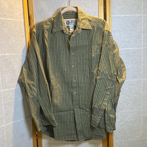 VTG Basic Options Mens Medium Green Pinstripe Her… - image 1