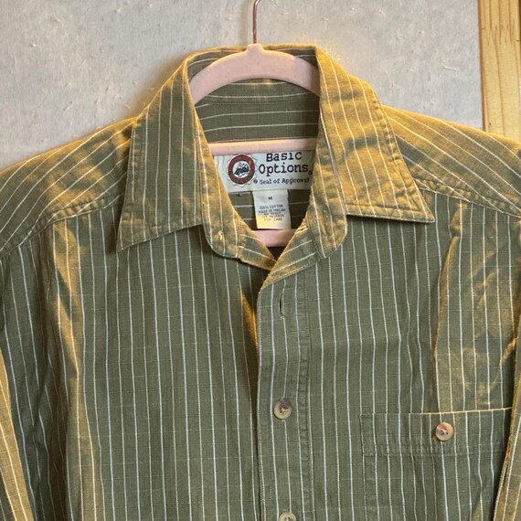 VTG Basic Options Mens Medium Green Pinstripe Her… - image 4