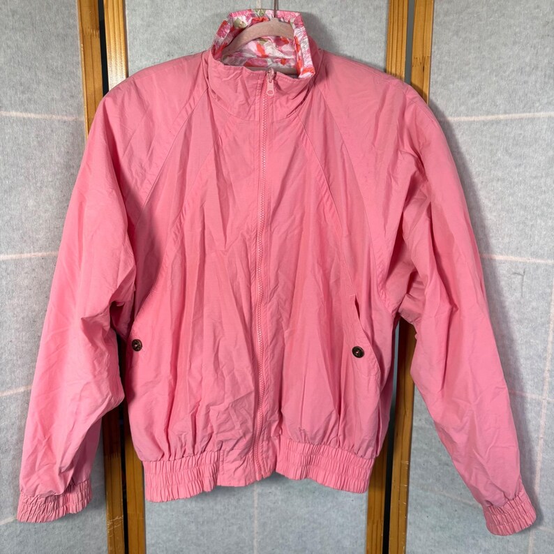 Fila Reversible Windbreaker Jacket Large Pink Abstract Print Vintage 90s Zip Y2K image 3