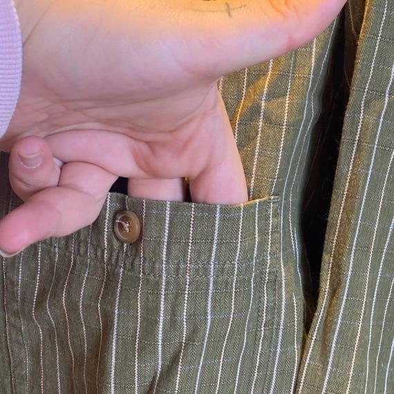 VTG Basic Options Mens Medium Green Pinstripe Her… - image 7