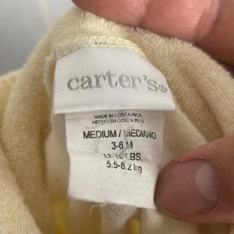 Vintage Carters Baby Terry Cloth Footed Sleeper Cream Pastel Yellow Duck 3-6mo image 9