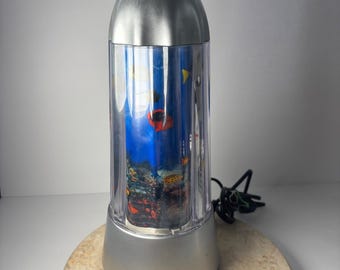 Vintage Rabbit Tanaka Tropical Fish Rotating Motion Lamp Night Light Silver 14"