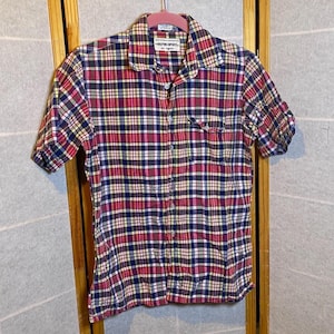 Vintage Dolphin Imports Mens Medium Plaid Madras Short Sleeve Button Up Shirt NY