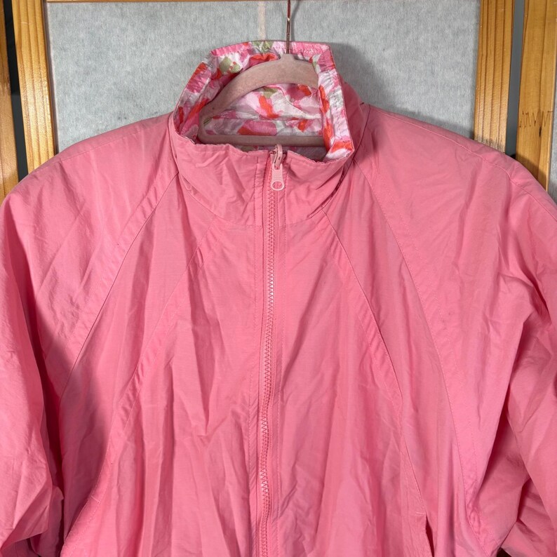 Fila Reversible Windbreaker Jacket Large Pink Abstract Print Vintage 90s Zip Y2K image 7