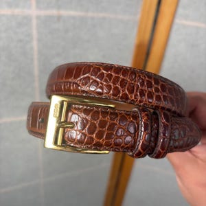 Ralph Lauren Belt S Brown Crocodile Embossed Leather Gold RL  display picture 1