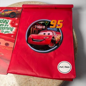 Disney Pixar Cars Reusable Lunch Bag & Hallmark Money Card Lightning McQueen VTG image 3