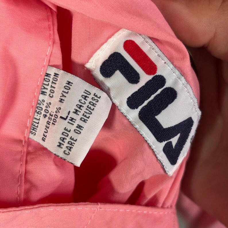 Fila Reversible Windbreaker Jacket Large Pink Abstract Print Vintage 90s Zip Y2K image 2