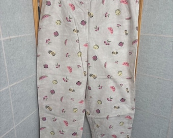 Christopher & Banks Fruit Print Capri Pants Beige Cotton Side Zip Size 12