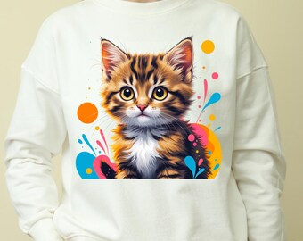 Cute Kitten PNG, Adorable Cat Art with Abstract Design, Whimsical Kitty Illustration, Transparent PNG Digital Download