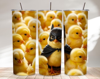 Super Chick 20oz Skinny Tumbler Wrap PNG Cute Baby Chick Hero Easter Chick Sublimation Design Funny Farm Animal Digital Download