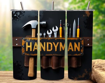 Handyman Tools 20oz Tumbler Wrap PNG Sublimation | DIY Repair Design Skinny Tumbler Wrap | Workshop Theme 300 DPI Digital Download