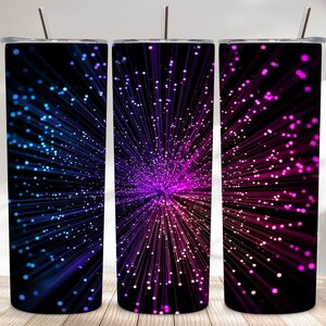 Neon Fiber Optic Light PNG Design | Abstract Futuristic Glow Art | 20oz Tumbler Wrap