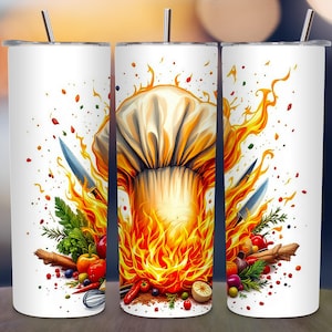 Chef Tumbler Wrap PNG, Culinary 20oz Skinny Tumbler Design, Cooking Sublimation Digital Download, Kitchen Tumbler Wrap, Baking PNG 300 DPI