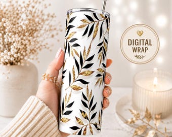 Stone Mosaic 20oz Tumbler Wrap PNG | Black Rock Glitter Grout Sublimation Design | Modern Marble Skinny Tumbler