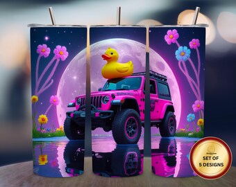 Diseño de envoltura para vaso Happy Duck, diseño de sublimación sin costuras de pato amarillo de 20 oz, descarga digital instantánea de alta resolución de 300 DPI.