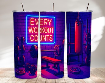 Every Workout Counts 20oz Tumbler Wrap PNG | Gym Fitness Motivational Sublimation Design | Workout Gift Digital Download