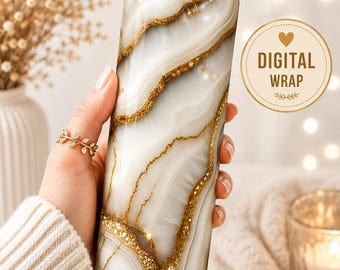 Gold Marble 20oz Tumbler Wrap PNG | Gold Foil Agate Luxury Sublimation Design | Marble Skinny Tumbler Digital Download
