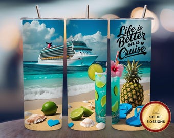 Life Is Better On A Cruise 20oz Tumbler Wrap, Cruise Png Design Digital Download PNG, Sublimation Wrap, Cruise Wrap, Beach Tumbler Wrap Png