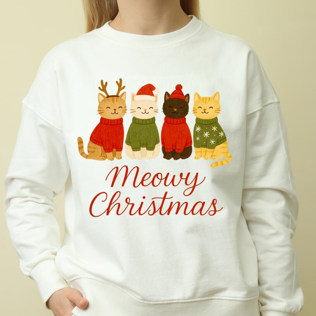 Meowy Christmas Cats PNG | Cute Holiday Cat Clipart | Festive Kittens ...