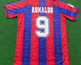 Vintage Barcelona 1995/96 Home Jersey – Ronaldo #9 Long Sleeve Shirt