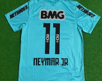 Neymar JR Santos FC 2011 2012 Retro Azul Verde Turquesa Jersey Trikot