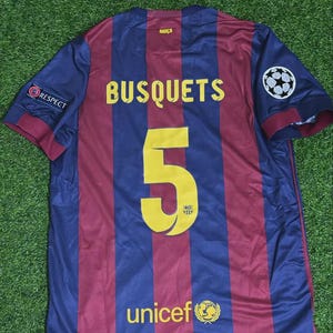 Sergio Busquets Barcelona 2014/15 Champions League Final Berlin Retro Jersey Trikot