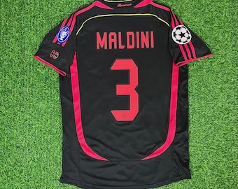 Paolo Maldini #3 AC Milan 2006/07 Retro Jersey, Champions League Vintage Shirt