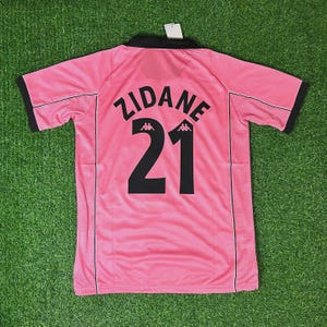 Football Fan Gift For Him -  Soccer Jersey Blockcore Juventus 1996/98 Away Short Sleeve Shirt Name Set ZIDANE#21