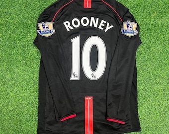 Wayne Rooney Manchester United 2007-2008 Black Retro Jersey Trikot Camiseta Maillot