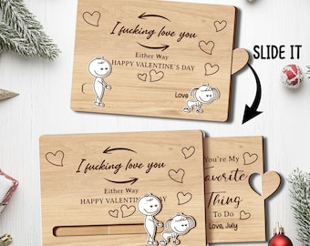 I F*cking Love You, Custom Wooden Slider Ornament, Birthday Valentine's Day Wedding Anniversary Gift For Couple