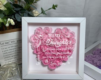 Custom Flower Shadow Box, Birth Month Flower Print, Mother's Day Gift For Daughter Mom Sister, New Mom Mom To Be Gift, 1st Mother Day