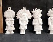 Ready to paint set of 4 Kachina Doll ornaments