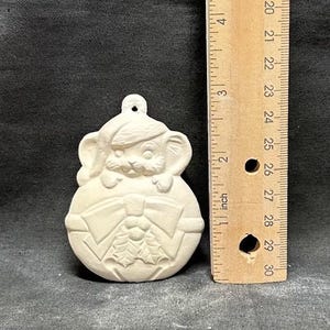 Ready to Paint Ceramic Bisque Alberta Mouse on Bell