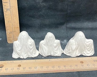 Conjunto de 3 mini fantasmas Nowells prontos para pintar cerâmica Bisque