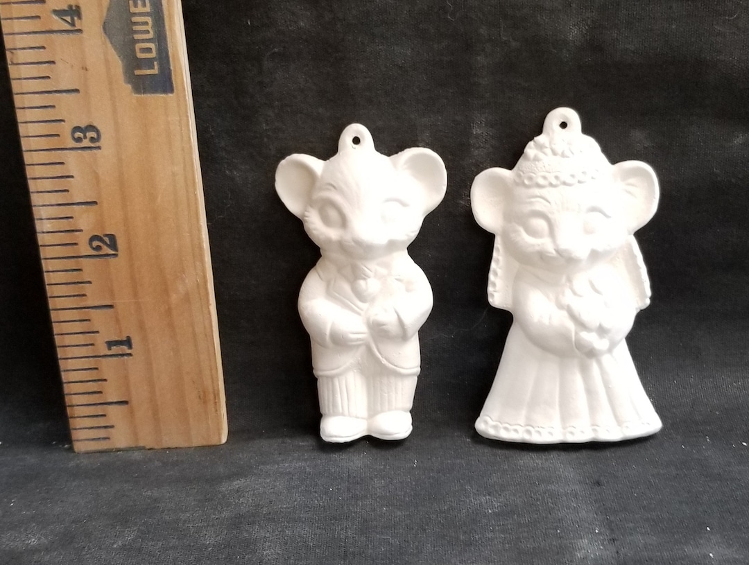 Ready to Paint Alberta Ceramic Bisque Bride and Groom Mice Ornaments Etsy