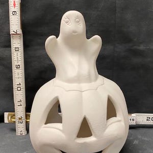Ready to Paint Ceramic Bisque Ghost Coming out of Pumpkin